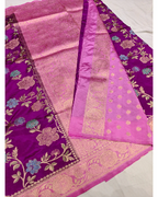 Elegant Rich Purple Banarasi Viscose Silk Saree with Zari Floral Weaving & Premium Brocade Blouse