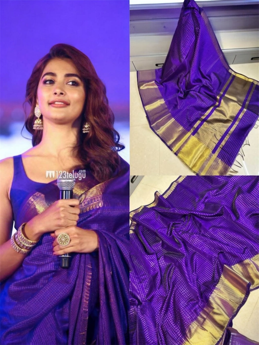 Royal Blue Semi Katan Silk Banarasi Saree with Golden Zari Border | Elegant Wedding Saree