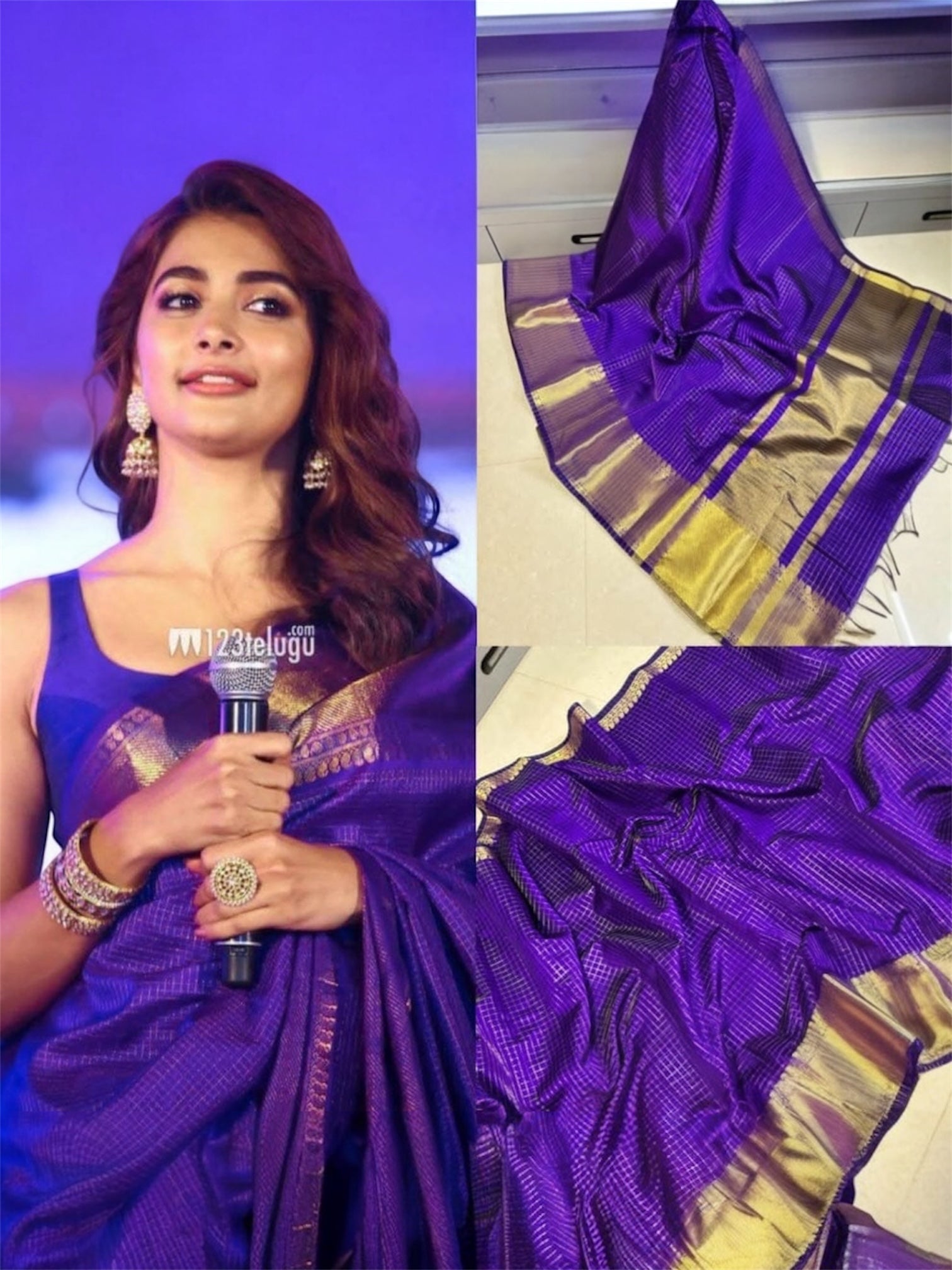 Royal Blue Semi Katan Silk Banarasi Saree with Golden Zari Border | Elegant Wedding Saree