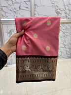 THE ELEGANT ROSE PINK BANARASI KATAN SILK SAREE