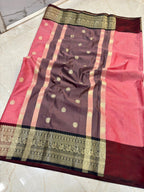 THE ELEGANT ROSE PINK BANARASI KATAN SILK SAREE