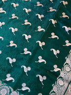 Luxurious Emerald Green Mashroo Katan Banarasi Silk Saree