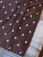 Royal Chocolate Brown Mashroo Katan Banarasi Silk Saree