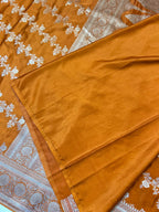 Elegant Mustard Orange Mashroo Katan Banarasi Silk Saree