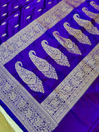 Royal Electric Purple Mashroo Katan Banarasi Silk Saree