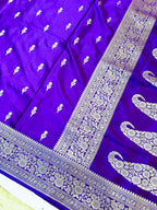 Royal Electric Purple Mashroo Katan Banarasi Silk Saree