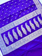 Royal Electric Purple Mashroo Katan Banarasi Silk Saree