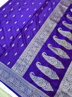 Royal Electric Purple Mashroo Katan Banarasi Silk Saree