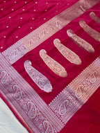 Elegant Ruby Red Mashroo Katan Banarasi Silk Saree