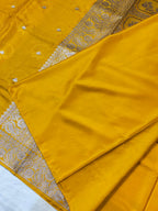 Luxurious Mustard Yellow Mashroo Katan Banarasi Silk Saree