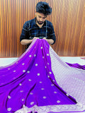 Elegant Purple Mashroo Katan Banarasi Silk Saree