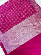 THE ROYAL RANI PINK BANARASI KHADDI GEORGETTE SILK SAREE