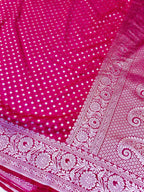 THE ROYAL RANI PINK BANARASI KHADDI GEORGETTE SILK SAREE