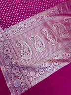 THE ROYAL RANI PINK BANARASI KHADDI GEORGETTE SILK SAREE
