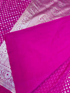 THE ROYAL RANI PINK BANARASI KHADDI GEORGETTE SILK SAREE