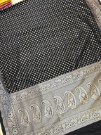 THE ELEGANT BLACK BUTIDAR BANARASI KHADDI GEORGETTE SAREE