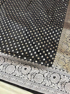 THE ELEGANT BLACK BUTIDAR BANARASI KHADDI GEORGETTE SAREE