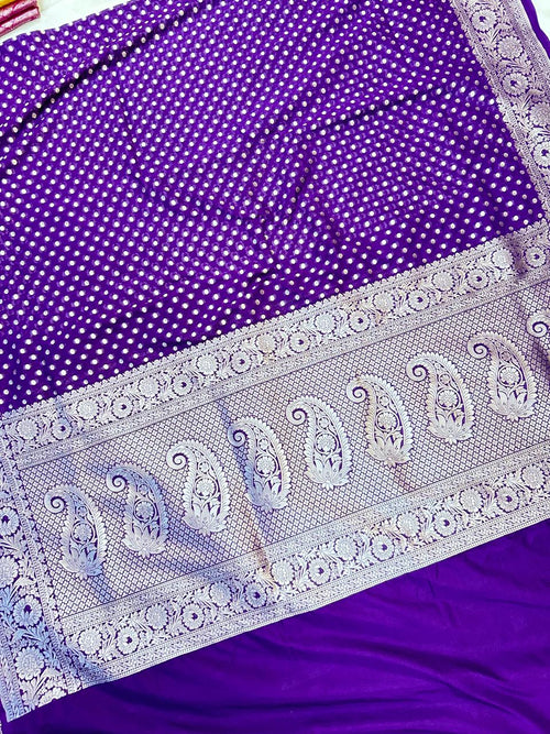 THE ROYAL PURPLE BUTIDAR BANARASI KHADDI GEORGETTE SAREE