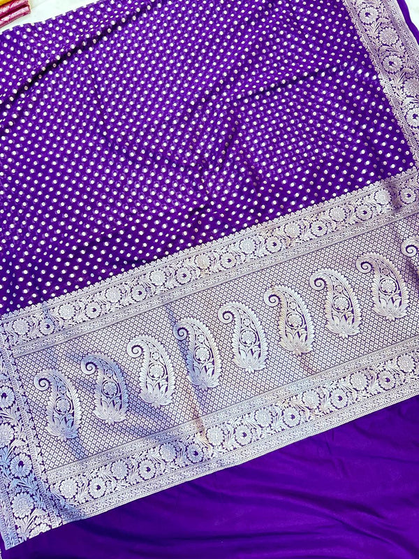 THE ROYAL PURPLE BUTIDAR BANARASI KHADDI GEORGETTE SAREE