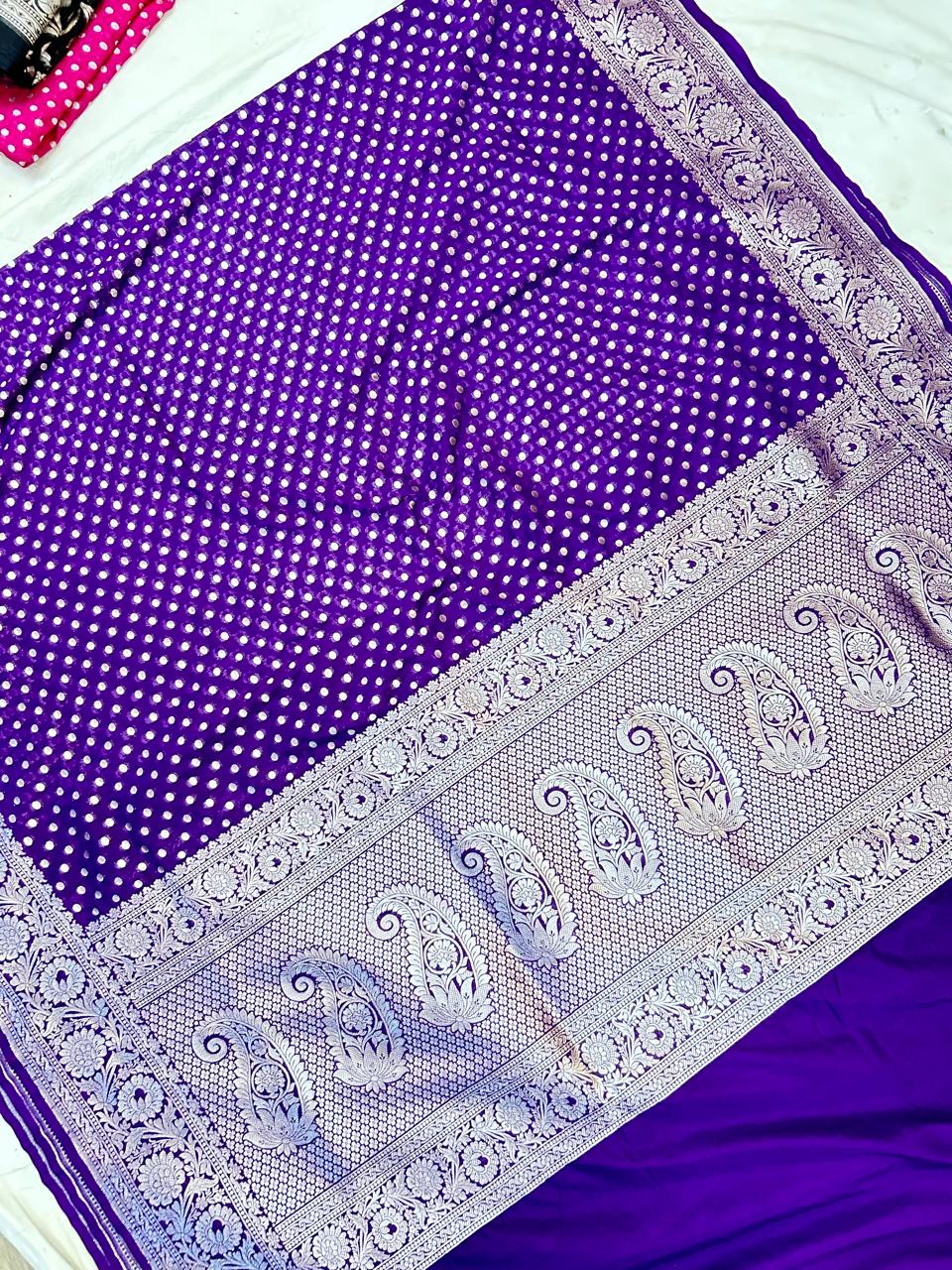 THE ROYAL PURPLE BUTIDAR BANARASI KHADDI GEORGETTE SAREE