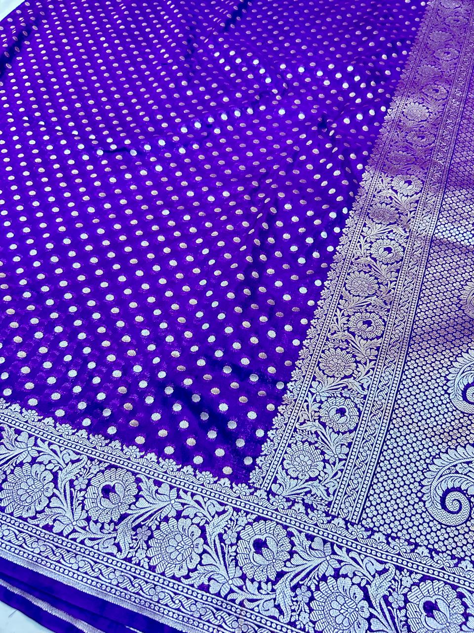 THE ROYAL PURPLE BUTIDAR BANARASI KHADDI GEORGETTE SAREE
