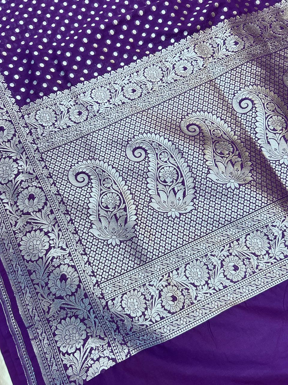 THE ROYAL PURPLE BUTIDAR BANARASI KHADDI GEORGETTE SAREE