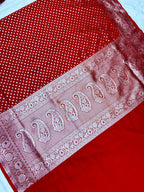 THE ROYAL RED BUTIDAR BANARASI KHADDI GEORGETTE SAREE