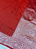 THE ROYAL RED BUTIDAR BANARASI KHADDI GEORGETTE SAREE