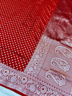 THE ROYAL RED BUTIDAR BANARASI KHADDI GEORGETTE SAREE