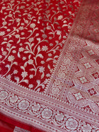 Premium Red Banarasi Khaddi Georgette Saree