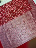 Premium Red Banarasi Khaddi Georgette Saree