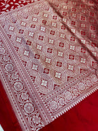 Premium Red Banarasi Khaddi Georgette Saree