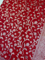 Premium Red Banarasi Khaddi Georgette Saree