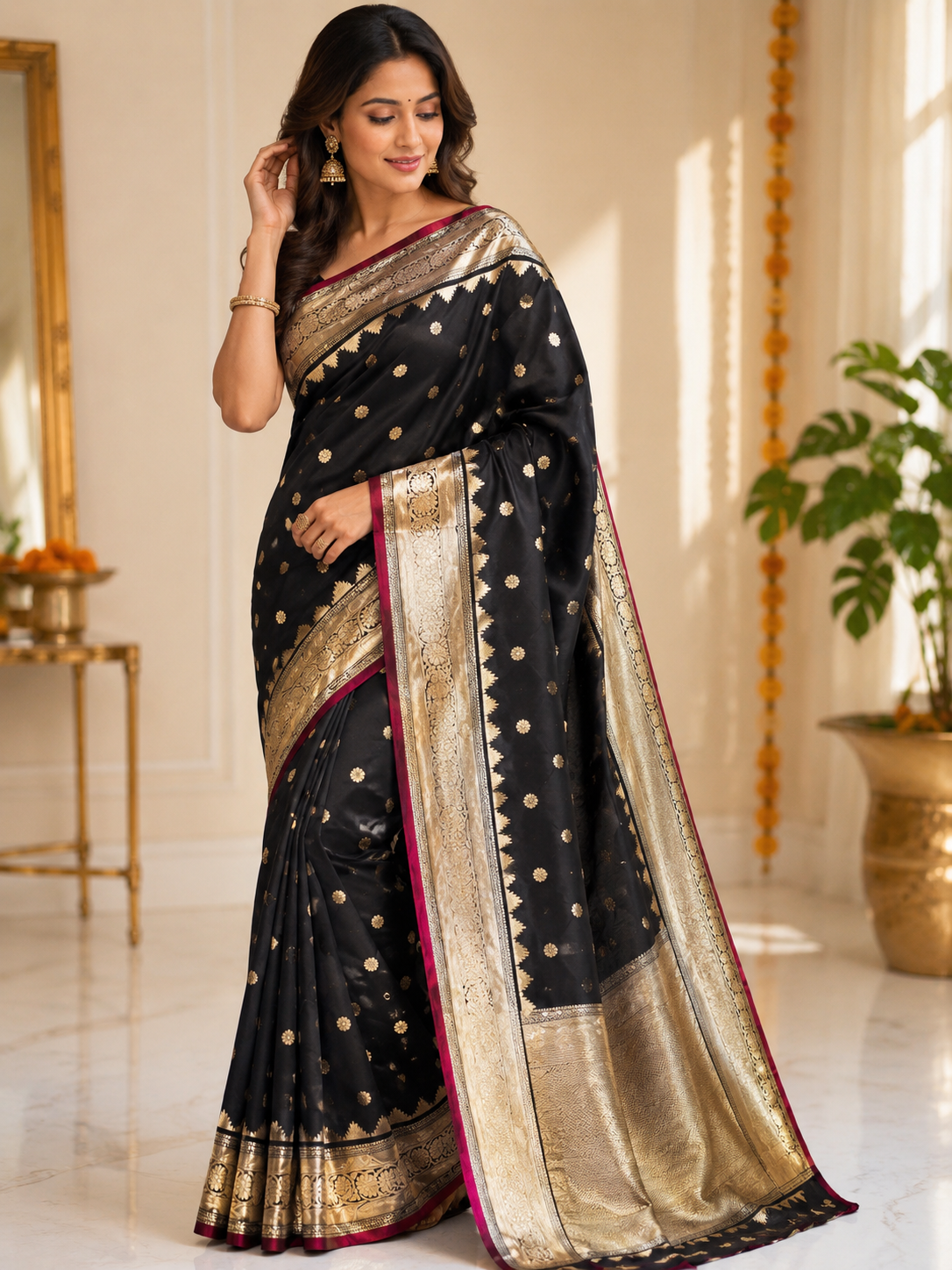 THE ELEGANT BLACK & GOLD KATAN SILK BANARASI SAREE