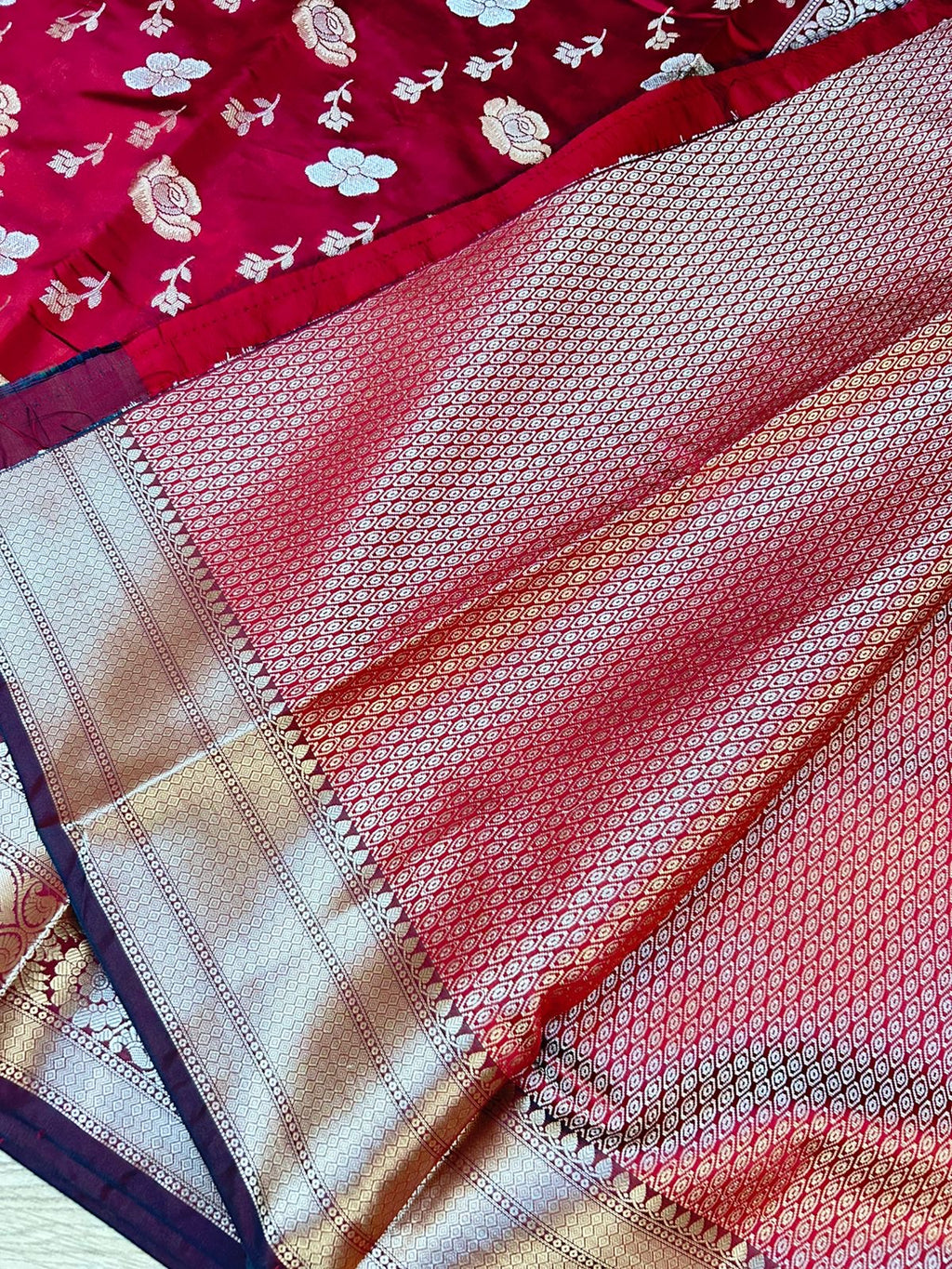 Elegant Royal Maroon Banarasi Designer Mashru Silk Saree