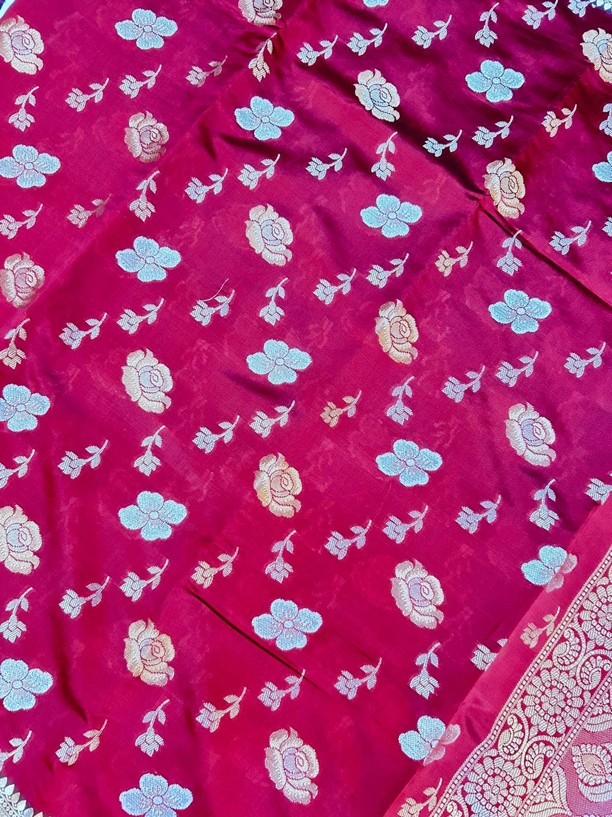 Elegant Royal Maroon Banarasi Designer Mashru Silk Saree