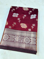 Elegant Royal Maroon Banarasi Designer Mashru Silk Saree