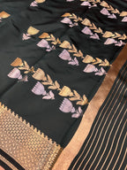 THE ELEGANT DARK GREEN KATAN SILK SAREE
