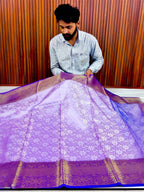 Exclusive Lavender Katan Tissue Banarasi Saree – Premium Silk Shine