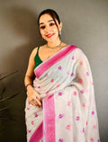 THE ELEGANT BANARASI KOTA SILK SAREE WITH FANCY EMBROIDERY WORK