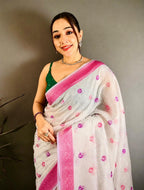 THE ELEGANT BANARASI KOTA SILK SAREE WITH FANCY EMBROIDERY WORK