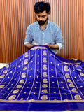 THE ELEGANT NAVI BLUE BANARASI KATAN SILK SAREE