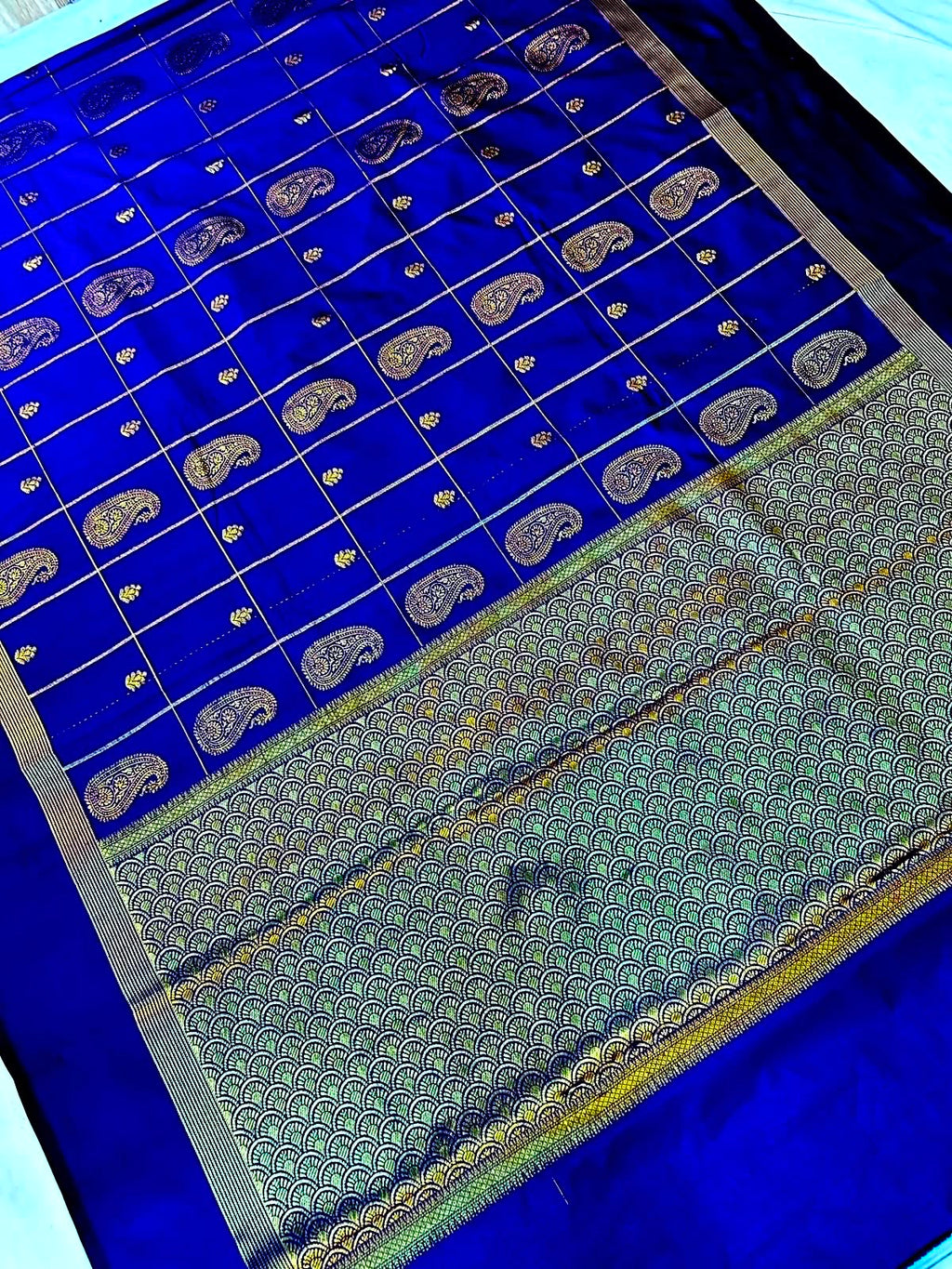 THE ELEGANT NAVI BLUE BANARASI KATAN SILK SAREE