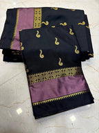 THE ROYAL BLACK & MAUVE BANARASI KATAN SILK SAREE