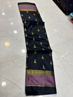 THE ROYAL BLACK & MAUVE BANARASI KATAN SILK SAREE