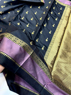 THE ROYAL BLACK & MAUVE BANARASI KATAN SILK SAREE