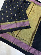 THE ROYAL BLACK & MAUVE BANARASI KATAN SILK SAREE
