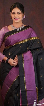 THE ROYAL BLACK & MAUVE BANARASI KATAN SILK SAREE
