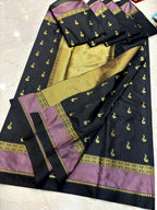 THE ROYAL BLACK & MAUVE BANARASI KATAN SILK SAREE