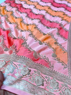 Royal Peach Pink Dual Tone Mashroo Katan Silk Banarasi Saree